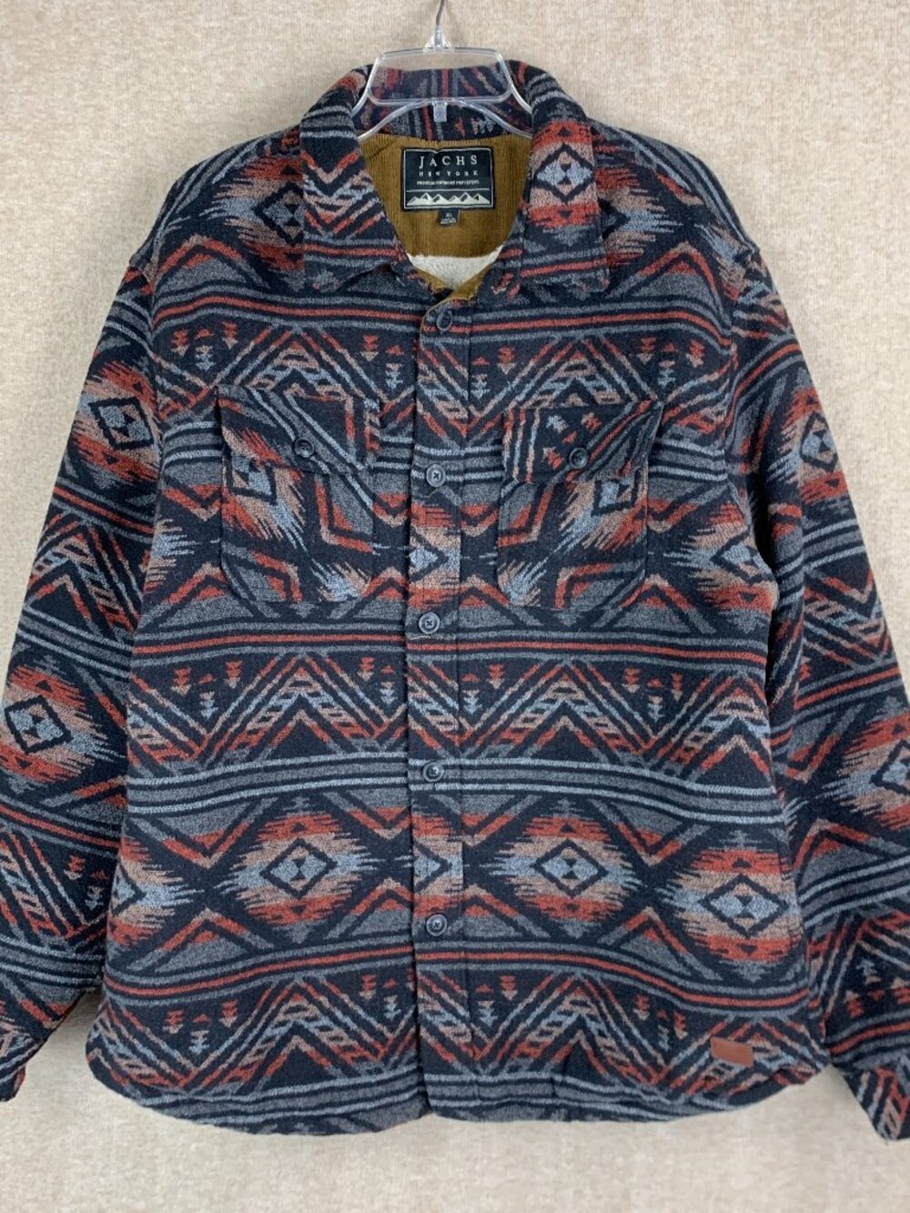 JACHS New York Aztec Jacket XL Sherpa Lined Wool Blend South Western Shacket